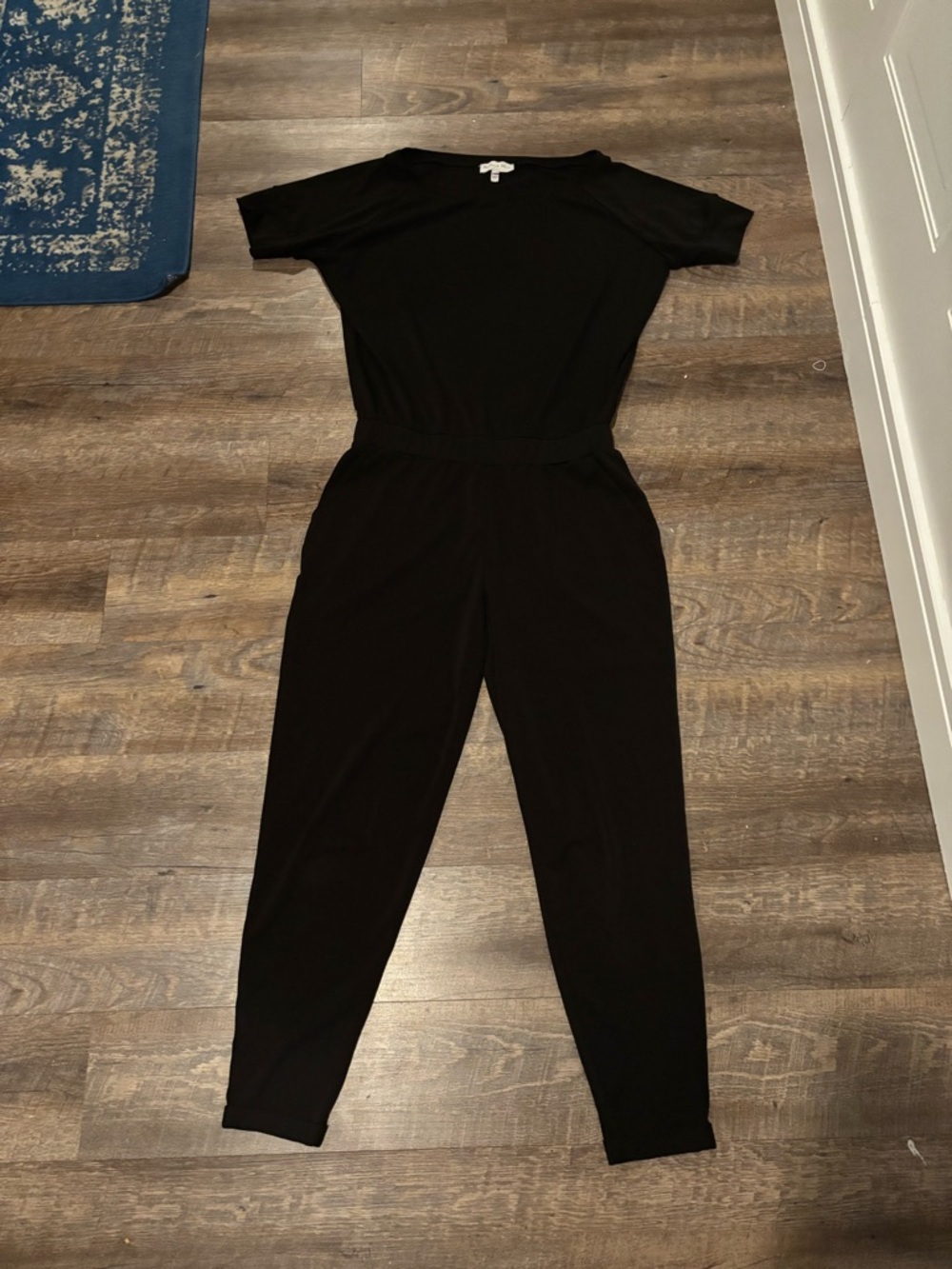 Michael Stars Black Short-Sleeve Elastic-Waist Jumpsuit
